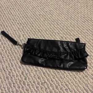 Elegant Black Clutch with Ruffle Detail